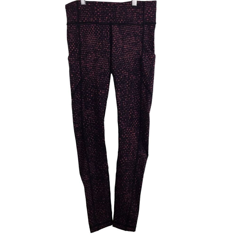 Lululemon Speed Tight V Shatter Weave Dust Coral Plum Running Leggings Size 6